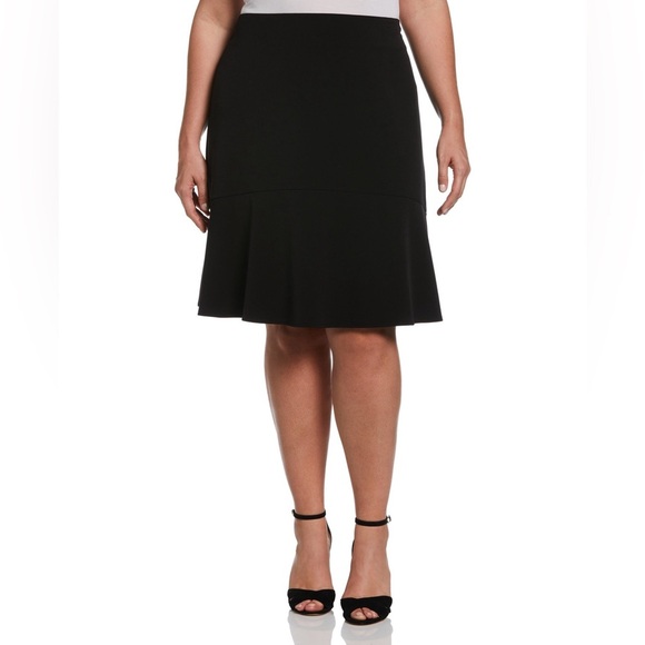 Rafaella Plus Size a Line Flounce Skirt - Black - Picture 3 of 4